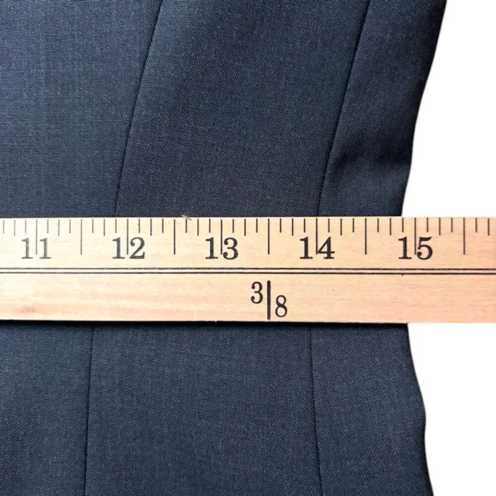 Theory Gabe B Tailor Stretch Wool Blazer Size 2 Dark Gray Single Button EUC